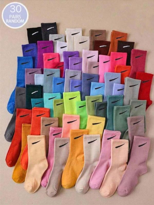 Women's Solid Color Mid-calf Socks, Casual Comfy Breathable Socks for Daily Wear, Women's Socks for All Seasons