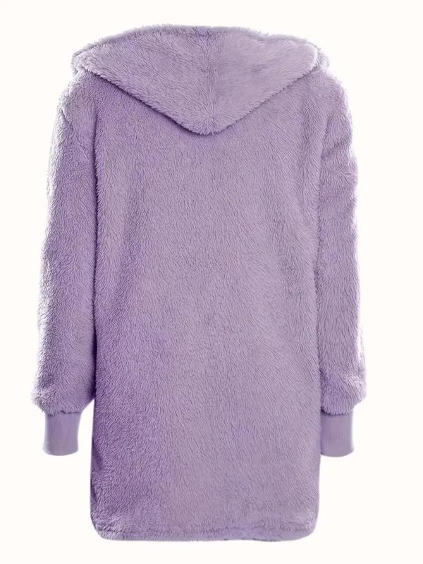 Women's Solid Drop Shoulder Hoodie Outwear & Crop Tank Top &drawstring Waist Shorts Plush Fluffy Pajamas Set, Nightwear Sets, Casual Comfy Three-piece Sleepwear Set for Women, Women's Lounge Set for Winter, Fluffy Pajamas