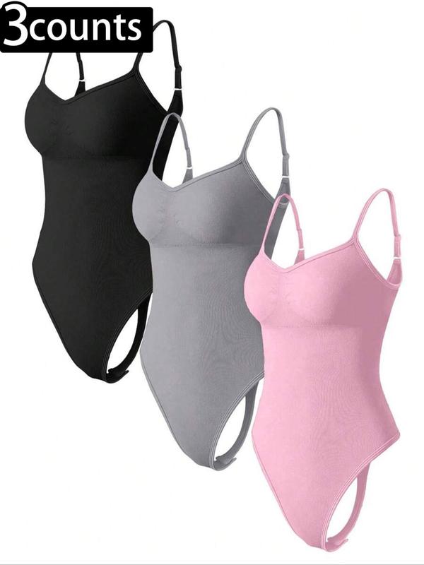 Women's Solid Adjustable Strap Sports Bodysuit, Casual Comfy Breathable Seamless Sleeveless Bodycon Bodysuit for Yoga Gym Workout, Ladies Sportswear for Fall & Winter