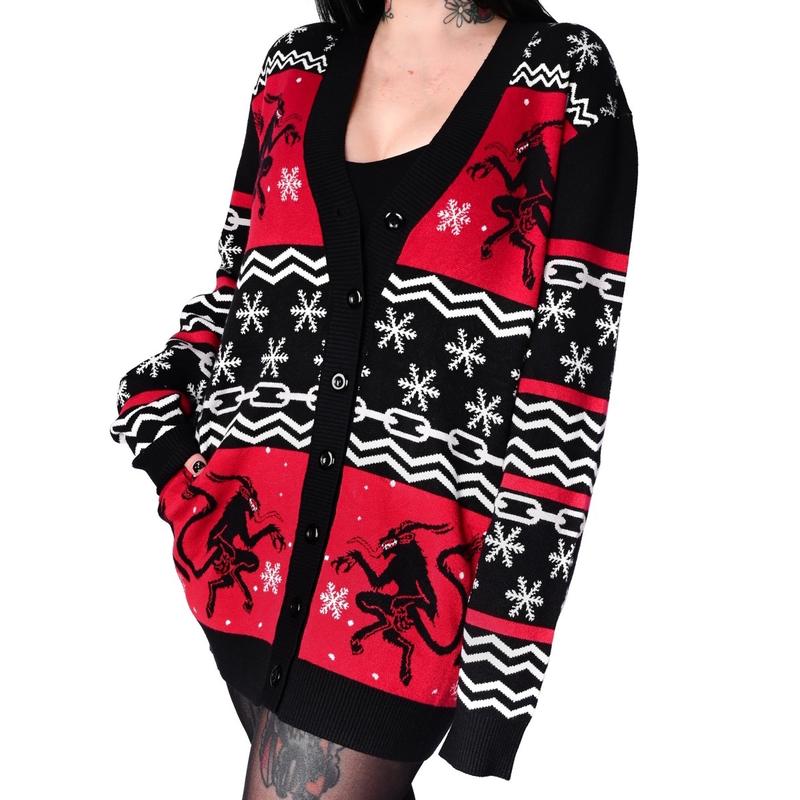 Krampus Holiday Ugly Christmas Cardigan Sweater