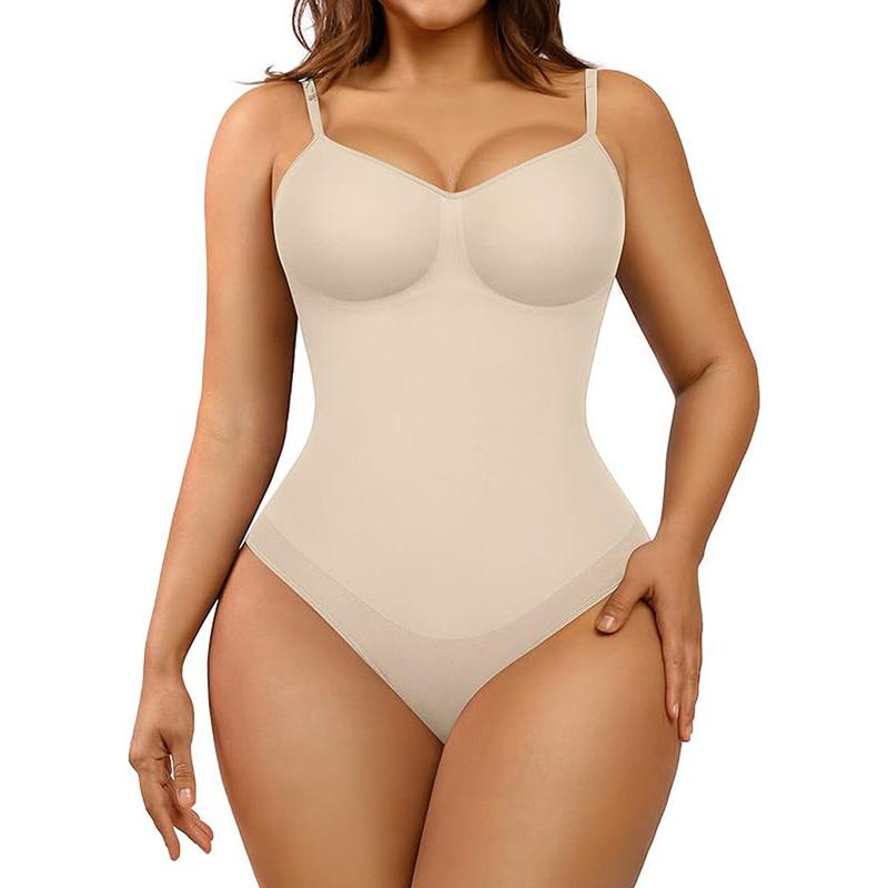 FeelinGirl Seamless Covered Bust Jumpsuit Thong Bodysuit Fit Slimming Comfort  Womenswear Breathable Hip