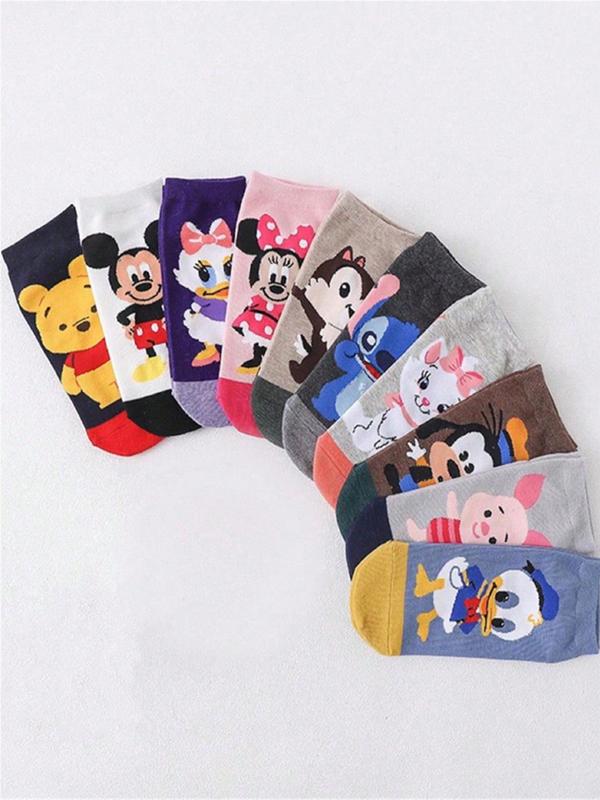 Random Color Cartoon Letter Pattern Ankle Socks, Cute Comfy Breathable Socks for Men & Women, Casual Comfy Socks for Daily Wear