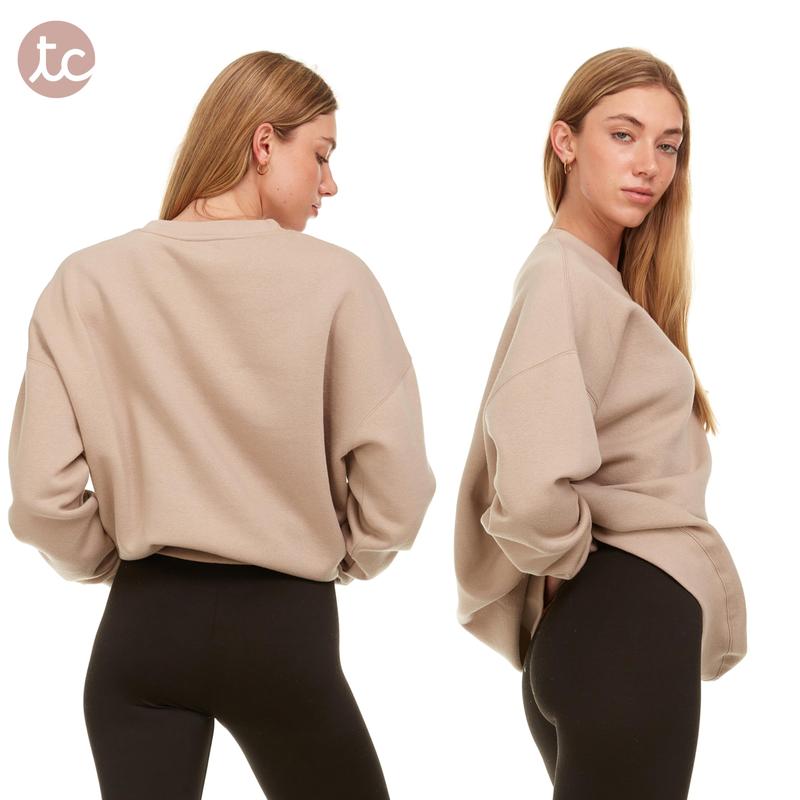 Threads Connect Oversized Sweatshirt for Women – Crewneck Fleece Pullover Soft Trendy Sweatshirt