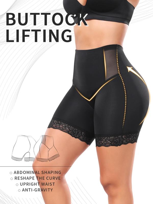 Women's Contrast Floral Lace High Waist Shapewear Shorts, Contrast  Mesh Tummy Control Butt Lifting Shaper, Ladies Shapewear Bottoms