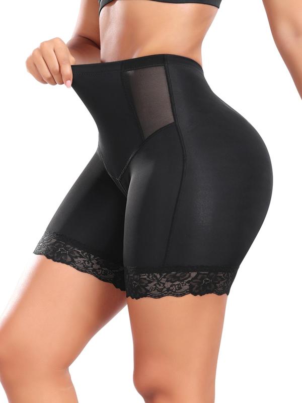 Women's Contrast Floral Lace High Waist Shapewear Shorts, Contrast  Mesh Tummy Control Butt Lifting Shaper, Ladies Shapewear Bottoms