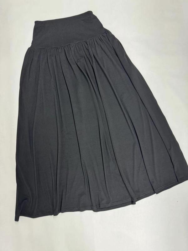 Women's Plain Ruched High Waist A Line Skirt, Elegant Fashion Casual Long Skirt for Daily Outdoor Wear, Ladies Bottoms for All Seasons