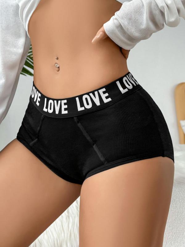 Women's Letter Tape Waist Knicker, Soft Comfy Breathable Panty for Daily Wear, Ladies Underwear for Summer