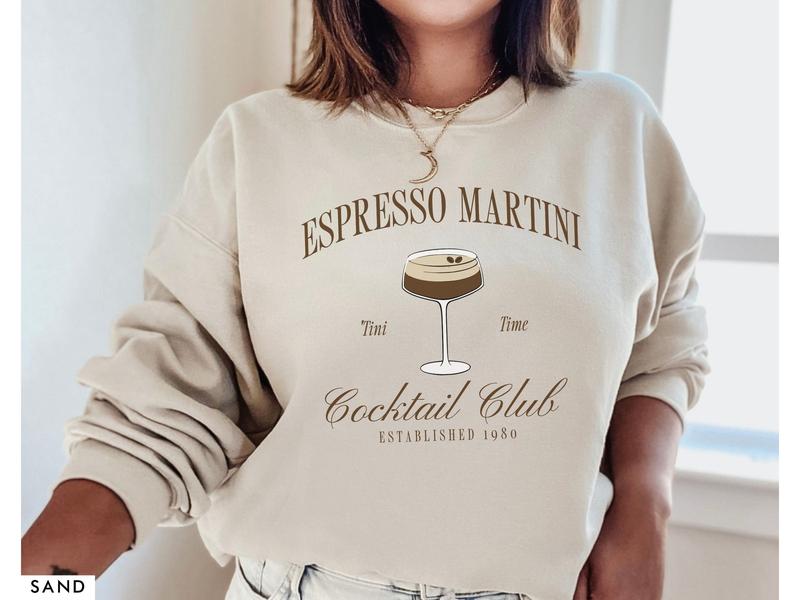 Tini Time Sweatshirt, Espresso Martini Sweatshirt, Retro Cocktail and Social Club Sweatshirt