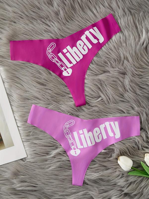 LGBTQ+ Women's 5pcs Letter Graphic Print Drop Waist Thongs, Sexy Casual Soft Comfy Breathable Seamless Panty for Daily Wear, Ladies Sexy Underwear for All Seasons