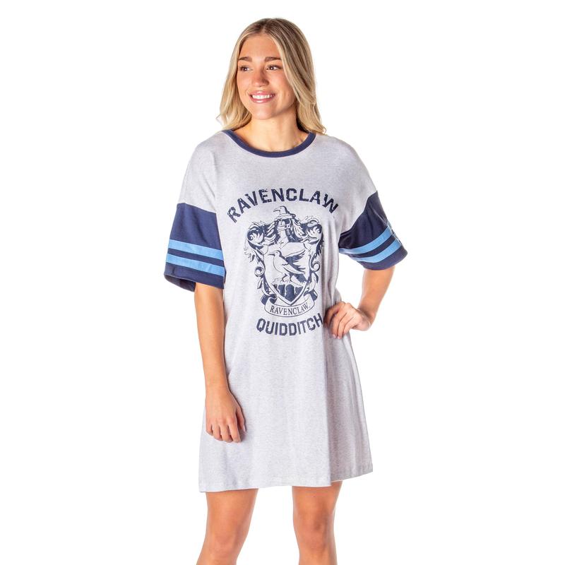 Harry Potter Women's Hogwarts All Houses Quidditch Nightgown Pajama Shirt Dress