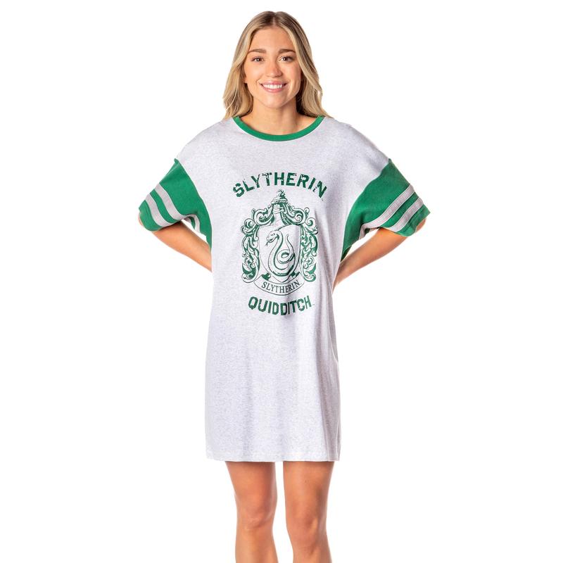 Harry Potter Women's Hogwarts All Houses Quidditch Nightgown Pajama Shirt Dress