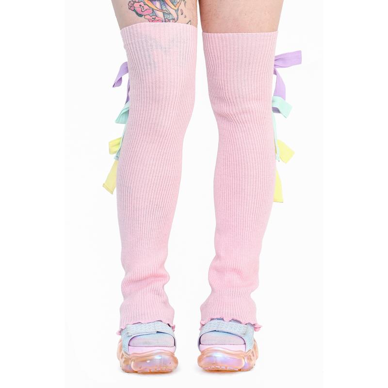 Sugar Ribbon Leg Warmers - Pink