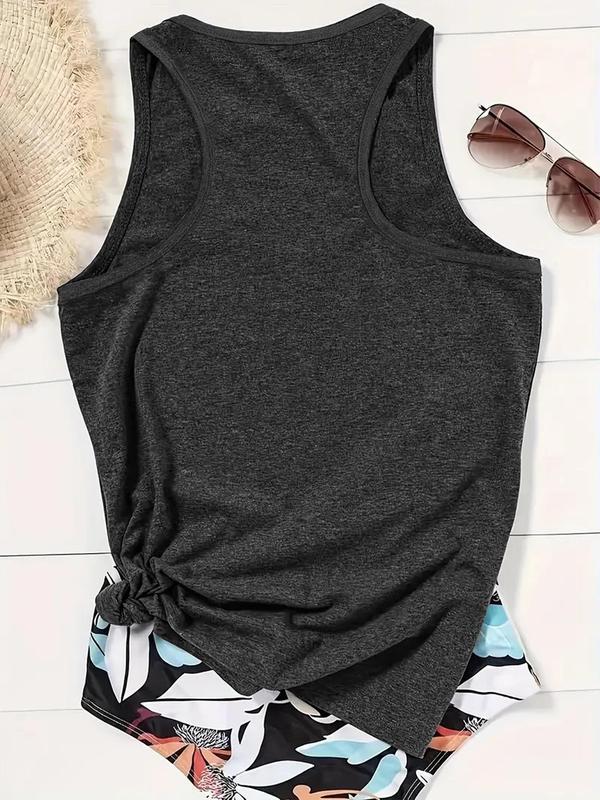 Women's Plain Basic Round Neck Tank Top, Casual Sleeveless Top for Summer, Ladies Clothes for Daily Wear