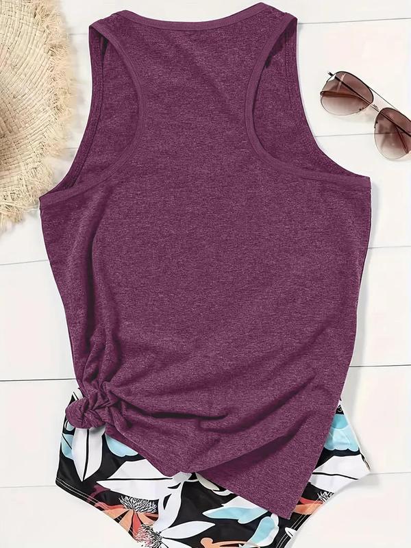 Women's Plain Basic Round Neck Tank Top, Casual Sleeveless Top for Summer, Ladies Clothes for Daily Wear