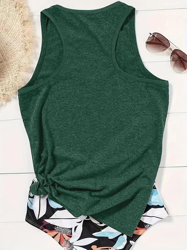 Women's Plain Basic Round Neck Tank Top, Casual Sleeveless Top for Summer, Ladies Clothes for Daily Wear