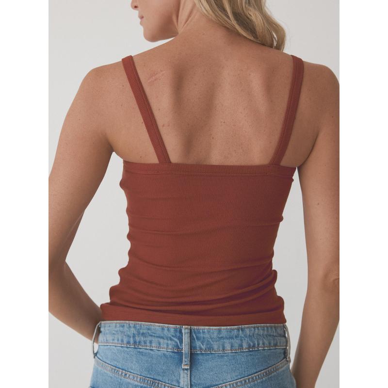 Ribbed Square Neck Women's Brami with Chunky Binding