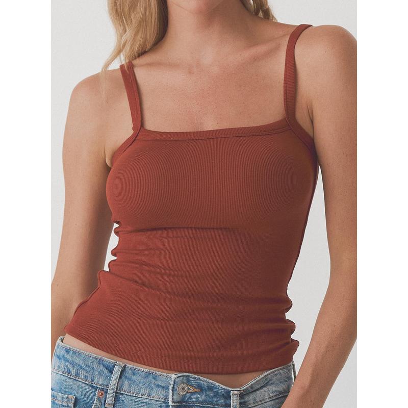 Ribbed Square Neck Women's Brami with Chunky Binding