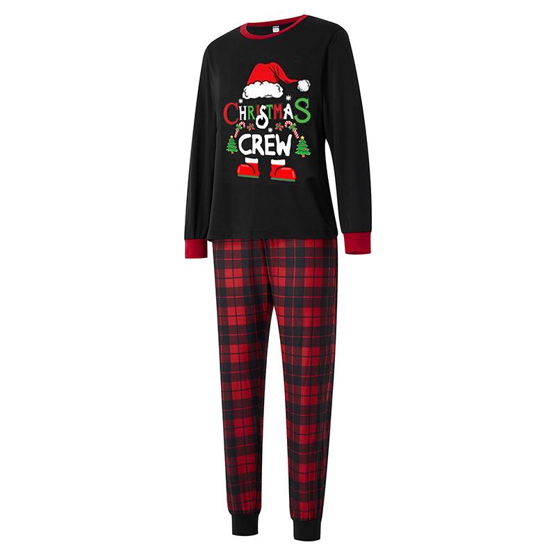 （Baby）Christmas Family Pajamas Matching Set Santa Claus Print Long Sleeve Tops and Plaid Pants Sleepwear Soft Nightwear