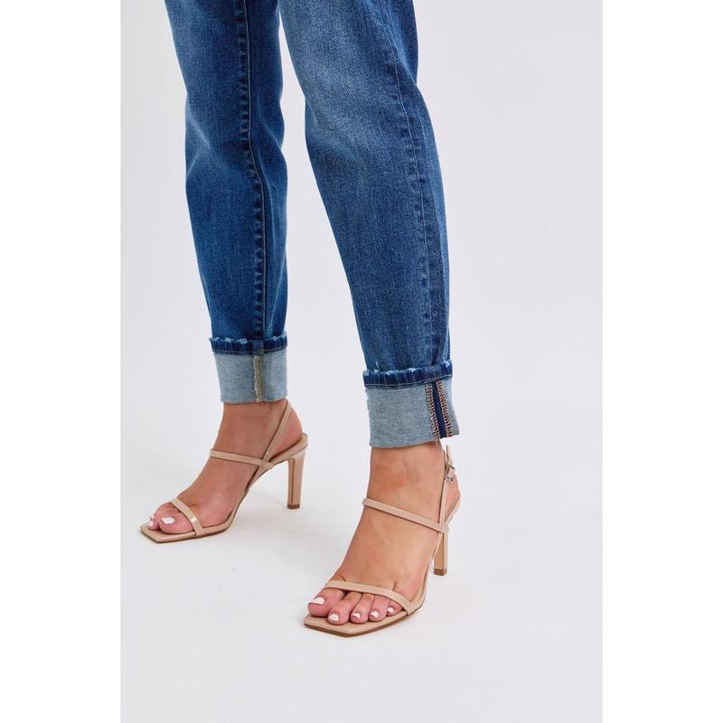 JUDY BLUE MID RISE VINTAGE WAS BOYFRIEND JEANS W  CUFF