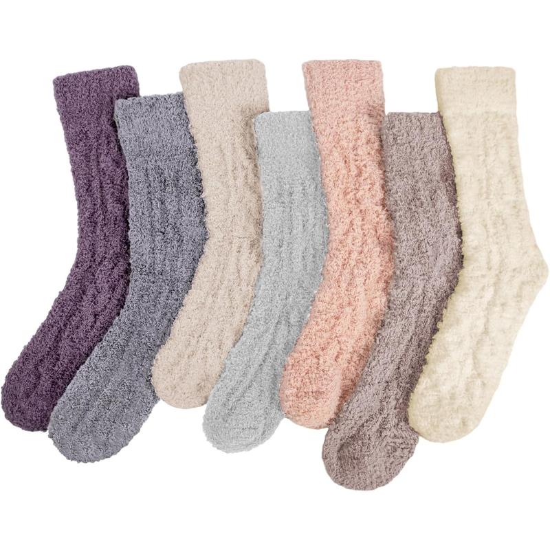 7 Pairs Womens Winter Fuzzy Socks Cozy Fluffy Socks Warm Fuzzy Christmas Socks for Women Gifts