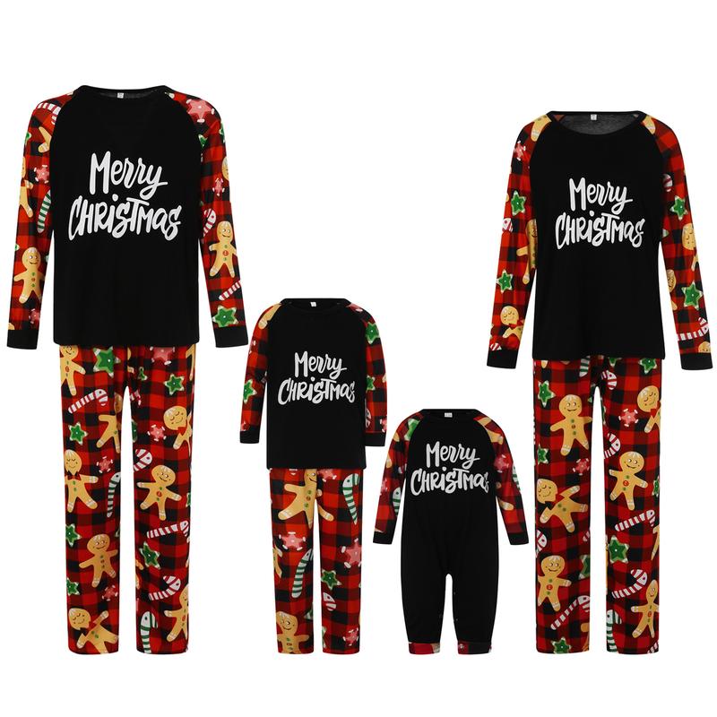 Family Matching Pajamas Set Merry Christmas Letter Print Dad Mom Kid Baby Xmas Sleepwear Pjs Jammies Set