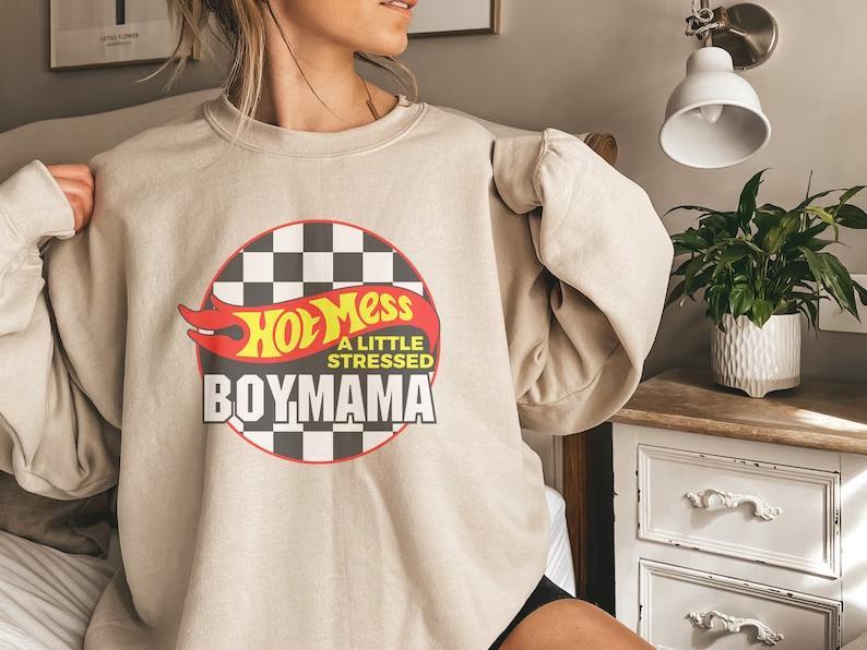 Hot Mess boy Mama Shirt, Mommy & Me Matching sweatshirt, Boy Mom Shirt, Hot Mess Never stress ,Boy Mom, Baby Boy, Funny Matching Outfits Sweatshirt, Hoodie, Comfort Colors