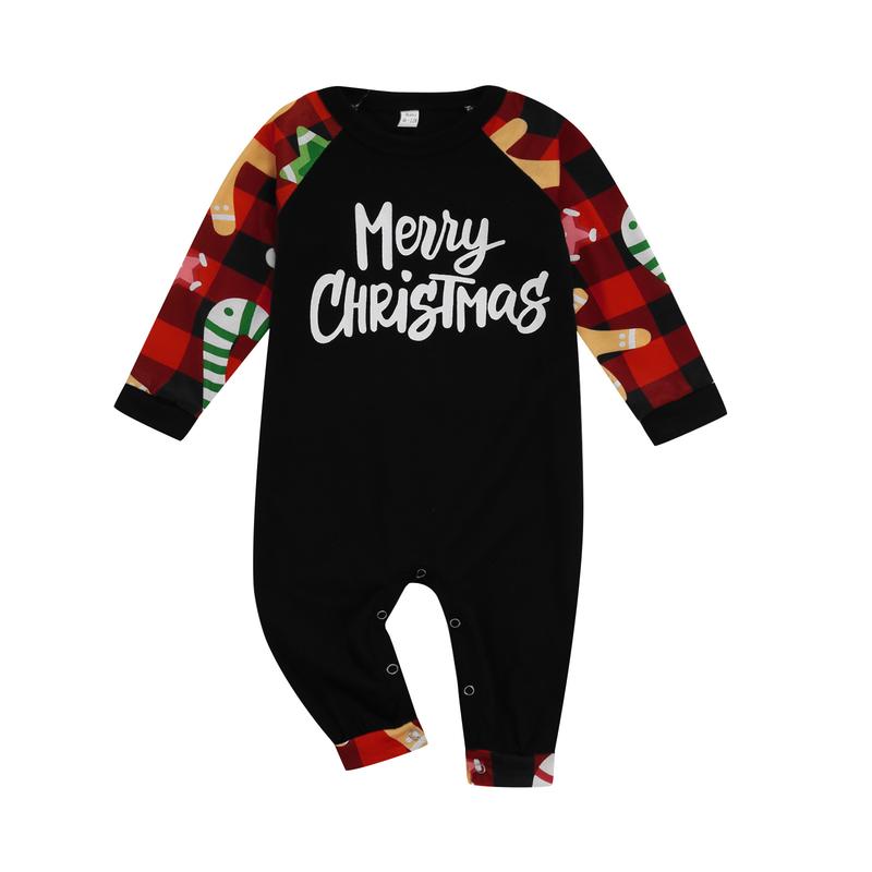 Family Matching Pajamas Set Merry Christmas Letter Print Dad Mom Kid Baby Xmas Sleepwear Pjs Jammies Set