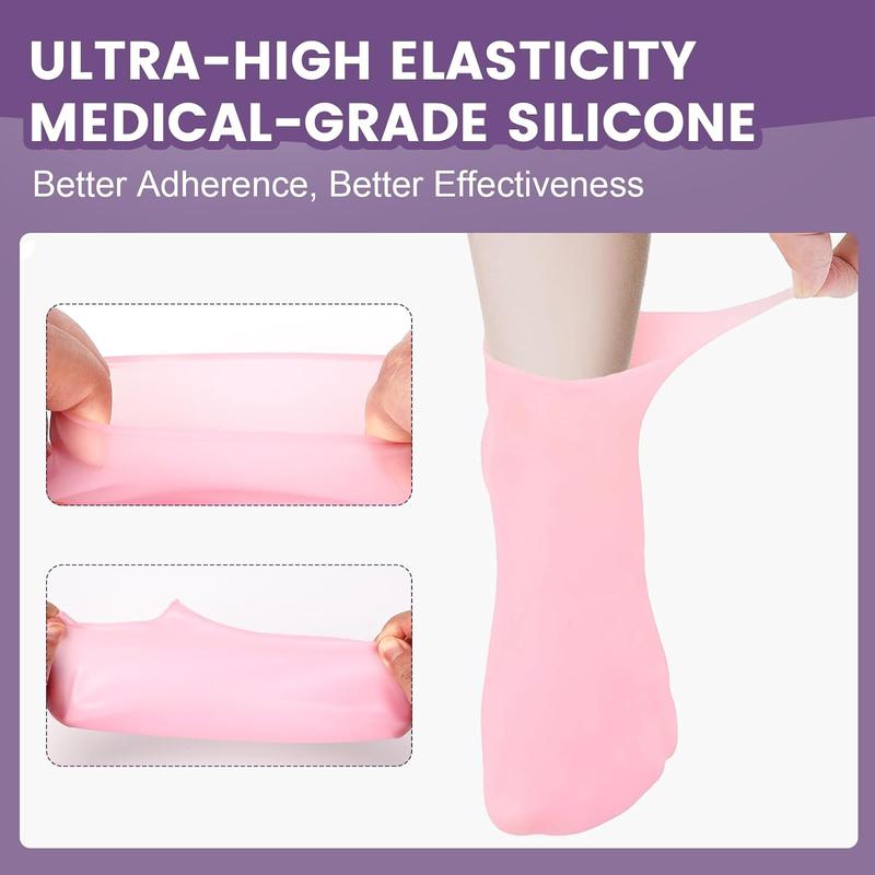 5 Pairs Silicone Socks for Dry Cracked Feet, Silicone Moisturizing Socks for Women, Foot Care Silicone Socks, Spa Gel Socks Foot Care After Pedicure (5 Colors Assorted, Fits Up to Size 8)