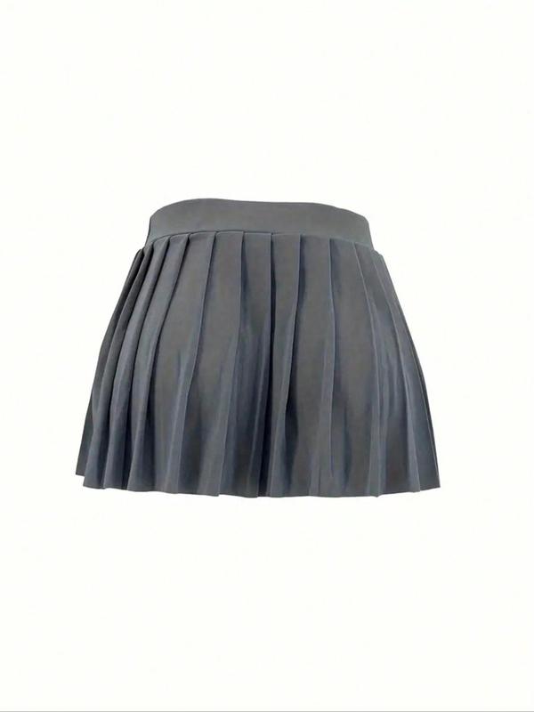 Women's Solid Color High Waist Pleated Skirt, Fashion Casual Zipper Short Skirt for Daily Outdoor Wear, Ladies Bottoms for Summer