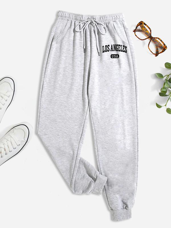 Women's Letter Print Drawstring Waist Jogger Pants, Casual Comfortable Sports Pants For Spring & Fall, Women's Trousers For Daily Wear