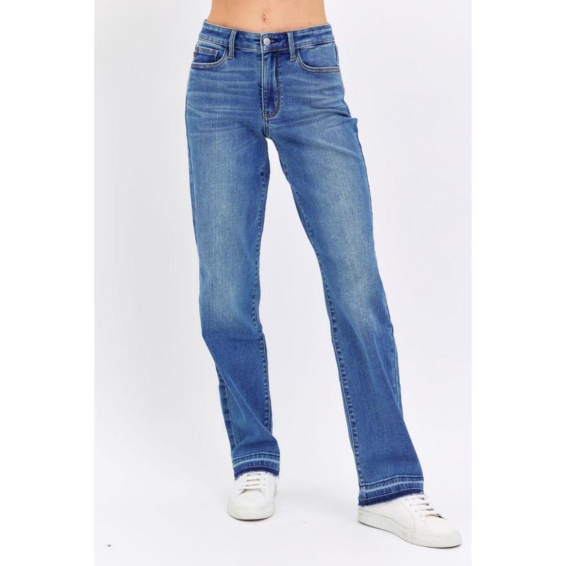 JUDY BLUE MID RISE RELEASE HEM DAD JEANS