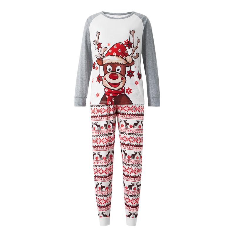 Family Christmas Pajamas Matching Sets Elk Print Tops Pants for Adults Kids Holiday Xmas Jammies Loungewear