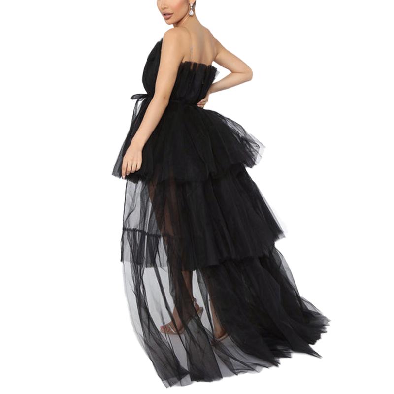 Women High Low Tulle Dress,Off Shoulder Strapless Asymmetrical Cocktail Party Tutu Dress Prom Gown