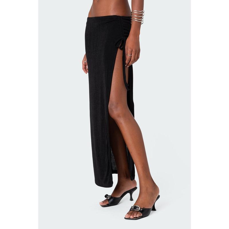 Goldie Slitted Drawstring Maxi Skirt