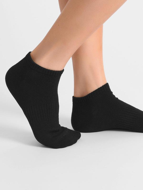 Summer 2024 Women's 5 Pairs Simple Plain Knit Ankle Socks, Low Cut Comfy Breathable Socks for Daily Wear, Women's Socks & Hosiery