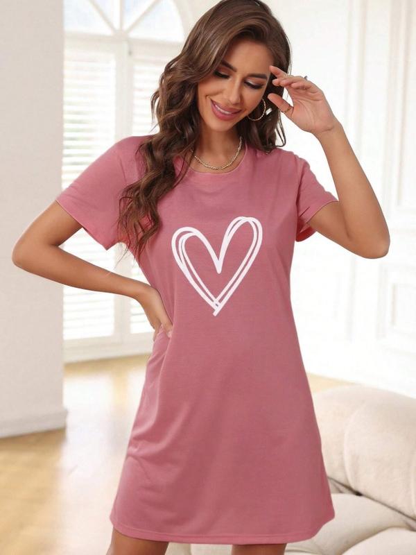 Heart Print Pajama Nightdress