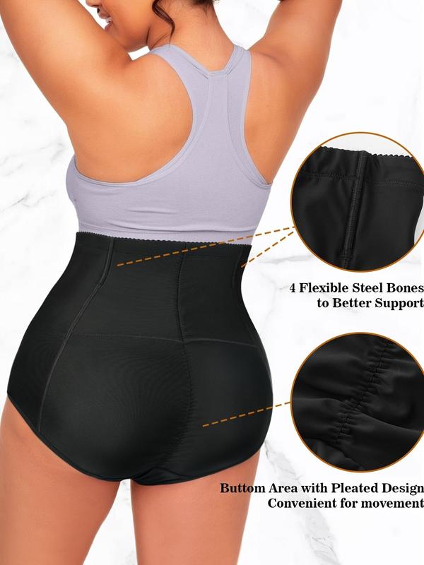 Plus Size Solid High Waist Zipper Hook Eye Design Shapewear Panty, Tummy Control Butt Lifting Shapewear Panty for Women, Women's Shaper for All Seasons