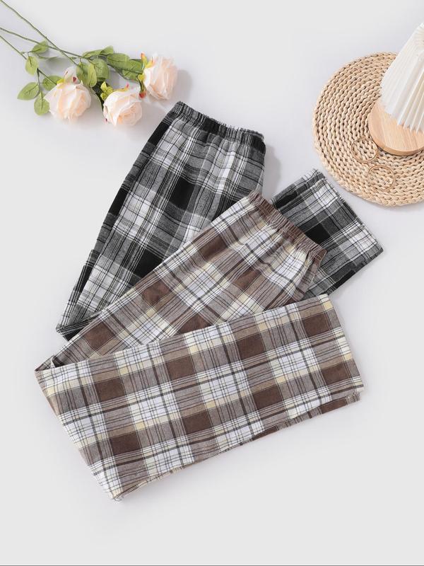 Women's Plaid Print Lounge Pants, Casual Comfy Trousers for Fall & Winter, Women's Sleepwear for Indoor Wear