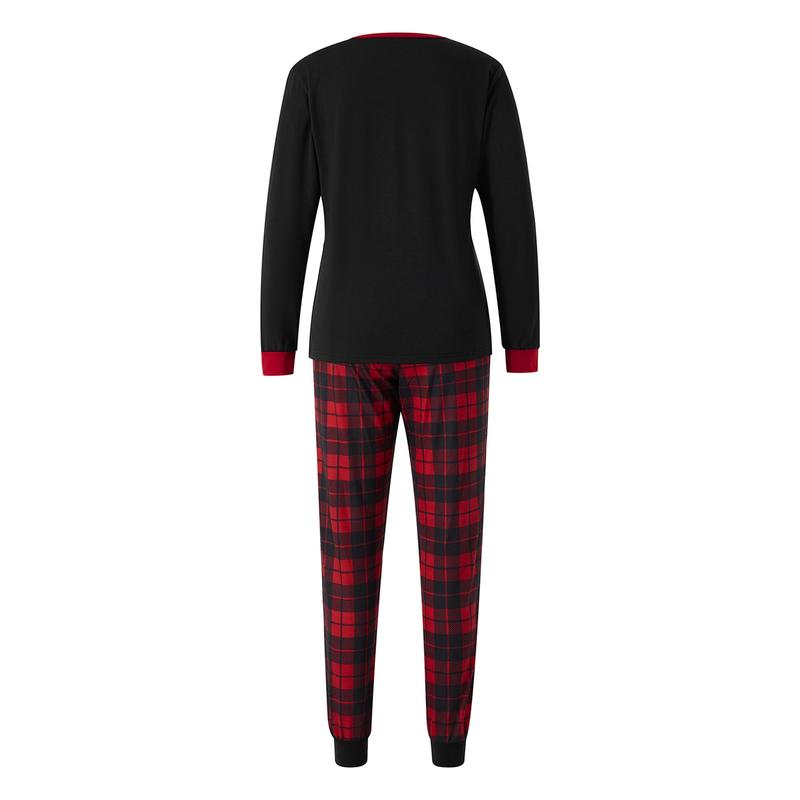 Matching Christmas Pajamas For Family, Long Sleeve Letter Print Tops Pants Christmas Pajamas Suit