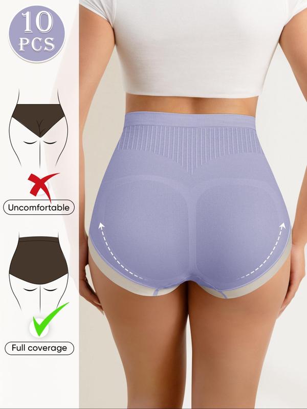 Women's Contrast Binding Full Coverage High Waist Panty, Casual Comfy Breathable Knicker for Daily Wear, Ladies Underwear for All Seasons