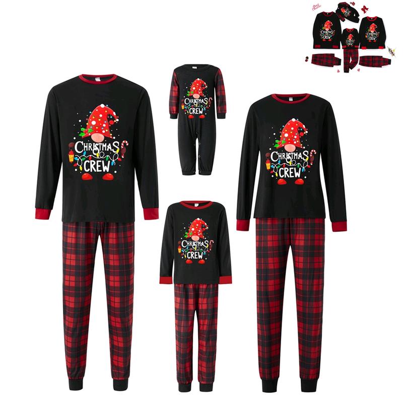 Matching Christmas Pajamas For Family, Long Sleeve Letter Print Tops Pants Christmas Pajamas Suit