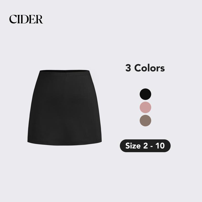 Cider [3 colors, size 2-10] Mid Rise Split Solid Mini Skirt