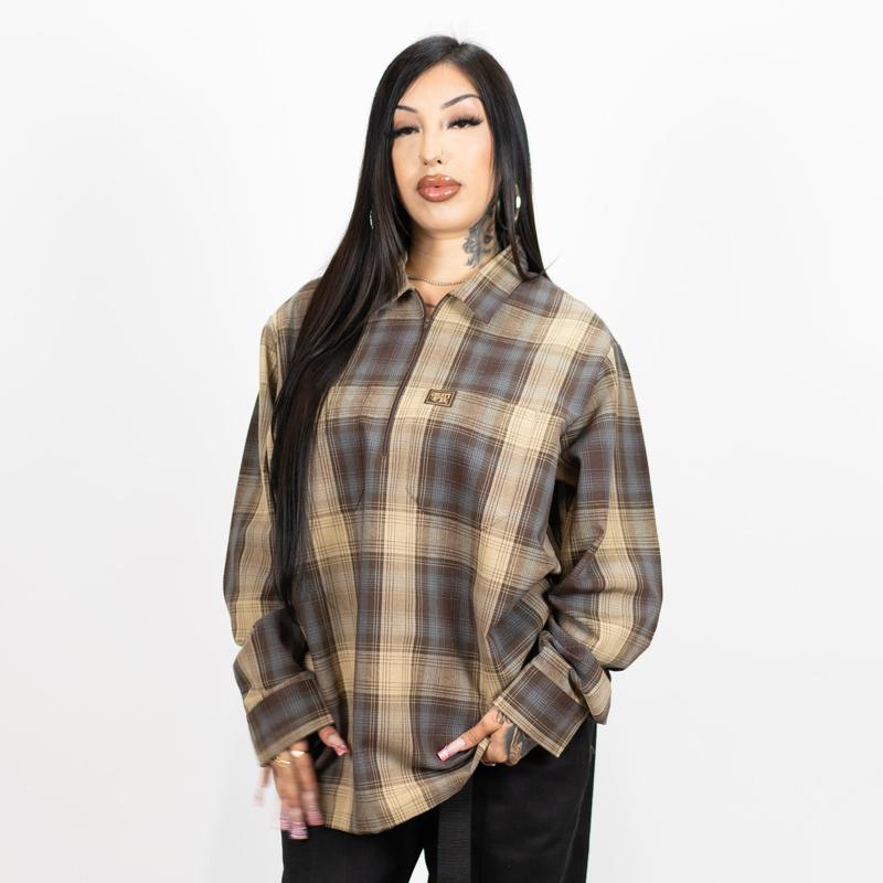 FB County Long Sleeve Checker Zip Shirt