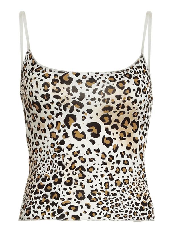 Women's Leopard Print Cami Top, Casual Sleeveless Spaghetti Strap Top for Summer, Fashion Women's Top for Daily Wear