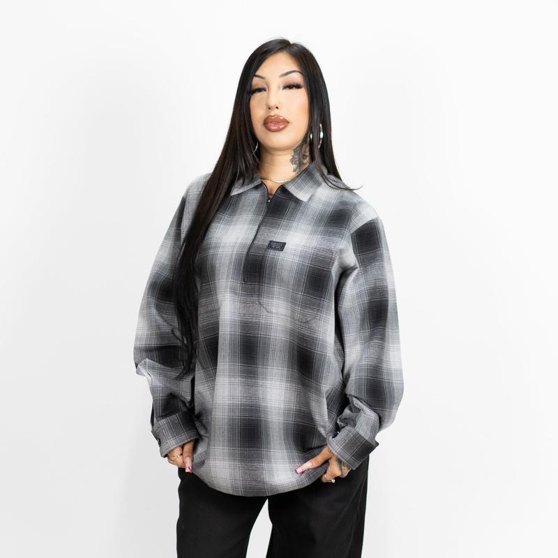 FB County Long Sleeve Checker Zip Shirt