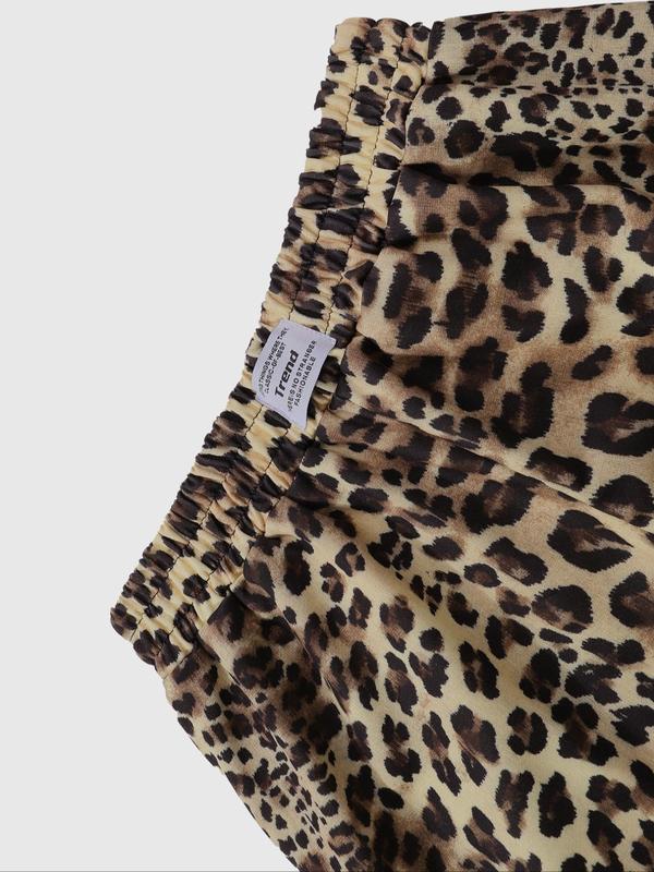 Women's Leopard Print Pocket Wide Leg Lounge Pants, Casual Comfy Trousers for Daily Wear, Ladies Sleepwear for All Seasons