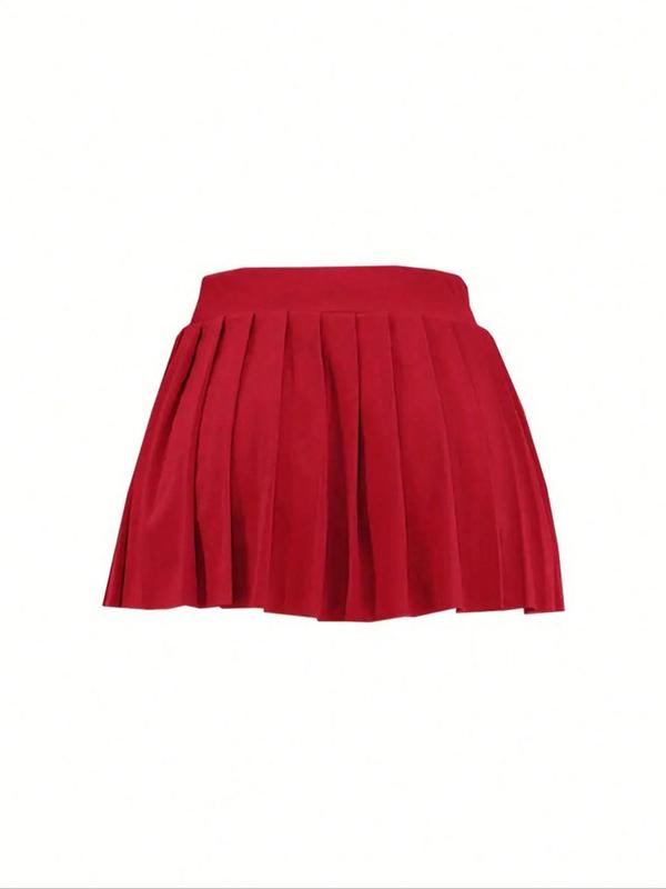 Women's Solid Pleated Skirt, Elegant Fashion Casual Mini Skirt for Daily Outdoor Wear, Women Bottoms for Summer