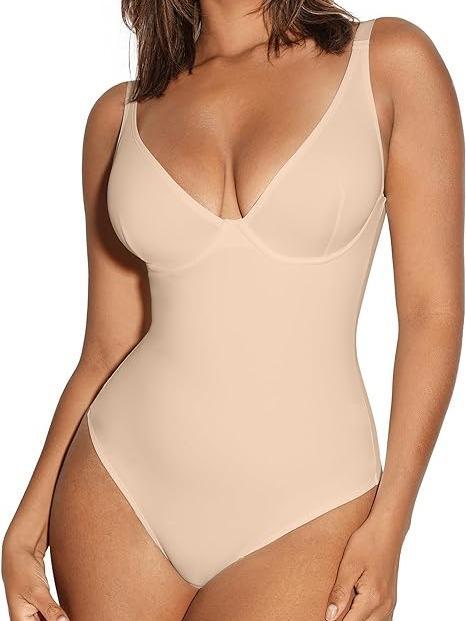 FeelinGirl Womenswear Bodysuit Nylon Comfort Jumpsuit Thong Basic Fabric