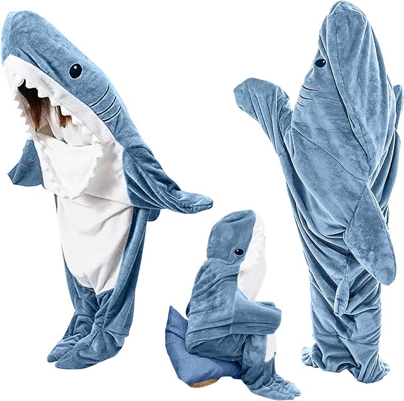 Wearable Shark Blanket Hoodie Onesie Sleeping Bag Soft Cozy Halloween Costume For Family Loungewear Pajama Comfort Overalls Womenswear Clothing