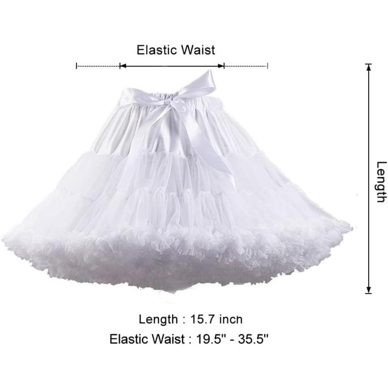 Women's Elastic Waist Chiffon Petticoat Puffy Tutu Tulle Skirt Princess Ballet Dance Pettiskirts Underskirt